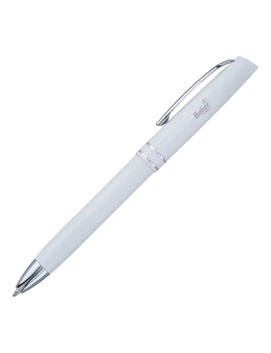 White Anguilla Black Ink Pen w/Baker Group Logo