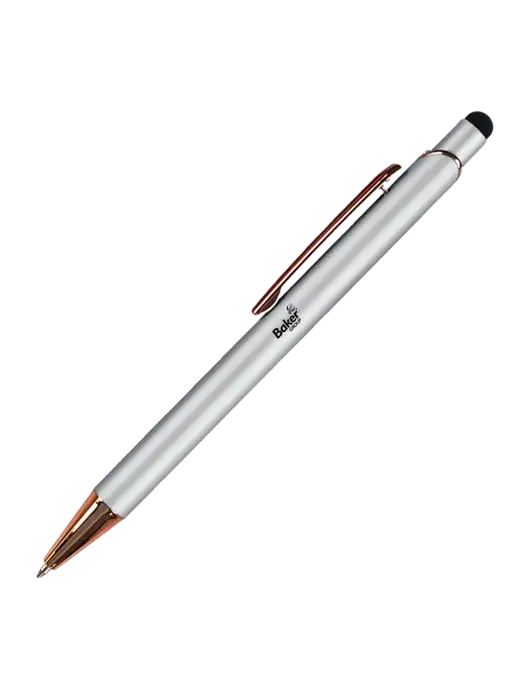 Waterlily White Stylus Blue Ink Pen w/Baker Group Logo