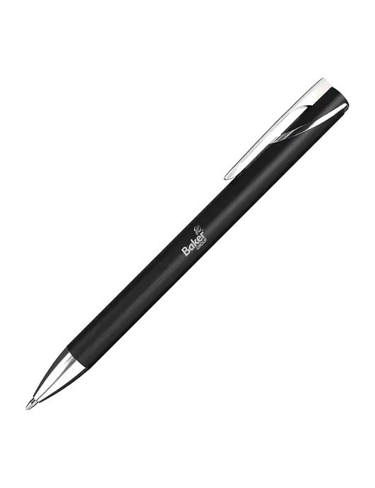 Black/Chrome HyperNova Ballpoint Pen - Black Ink w/Baker Group Logo