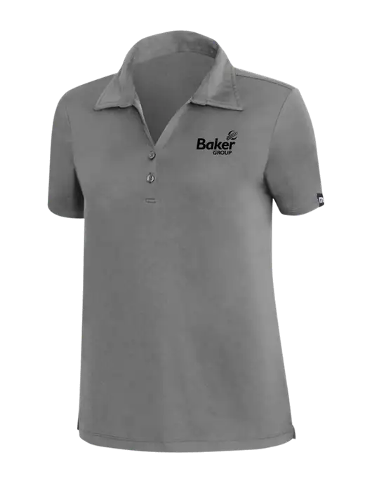 TravisMathew Med Dark Grey Womens Coto Performance Polo w/Baker Group Logo