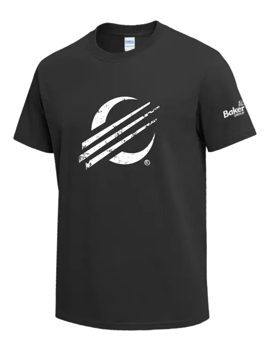 Charcoal Heavyweight 6.1 oz T-Shirt w/Baker Distressed Bug Logo, Baker Group Logo