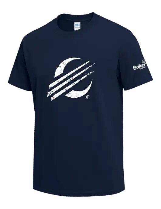 Navy Heavyweight 6.1 oz T-Shirt w/Baker Distressed Bug Logo, Baker Group Logo