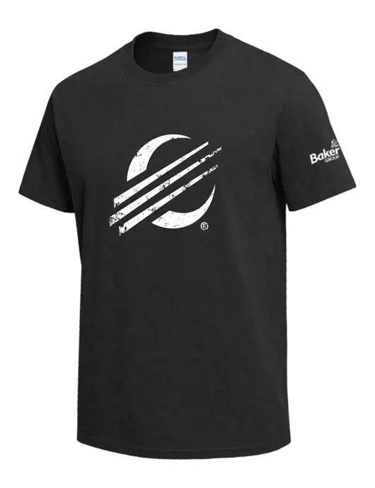 Dark Grey Heather Heavyweight 6.1 oz T-Shirt w/Baker Distressed Bug Logo, Baker Group Logo