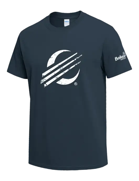 Dark Slate Blue Heavyweight 6.1 oz T-Shirt w/Baker Distressed Bug Logo, Baker Group Logo
