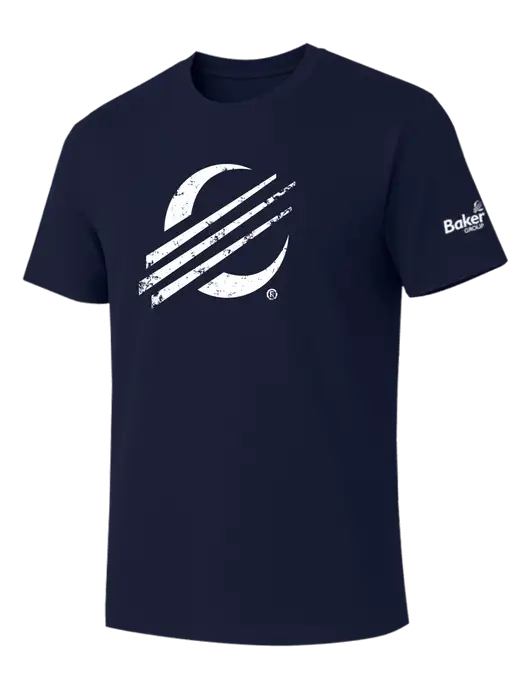 Allmade Dark Navy Organic Cotton Tee w/Baker Distressed Bug Logo, Baker Group Logo