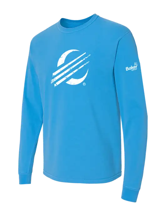 Comfort Colors Garment-Dyed Royal  Heavyweight Long Sleeve T-Shirt w/Baker Distressed Bug Logo, Baker Group Logo