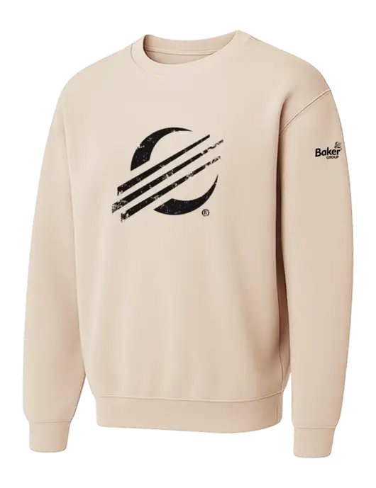 Comfort Colors Garment-Dyed Lightweight Ivory Fleece Crewneck Sweatshirt w/Baker Distressed Bug Logo, Baker Group Logo