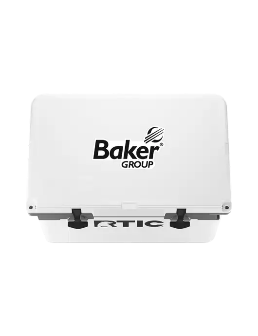 RTIC 32 QT Ultra-Light White Hard Cooler w/Baker Group Logo