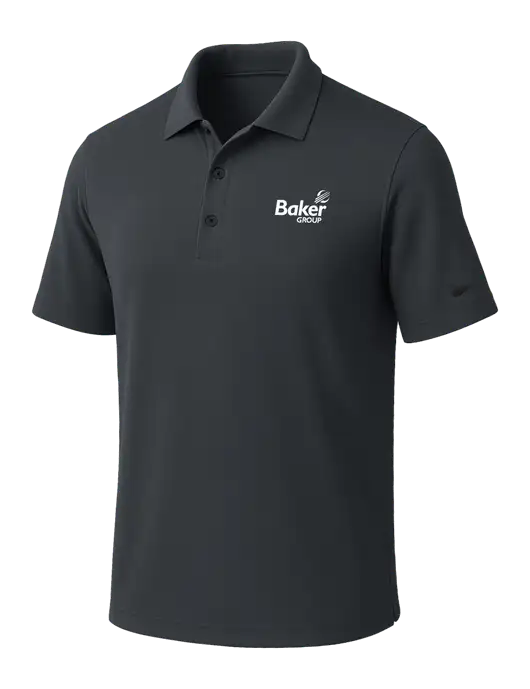 NIKE Dark Grey Dri-Fit Micro Pique Polo w/Baker Group Logo