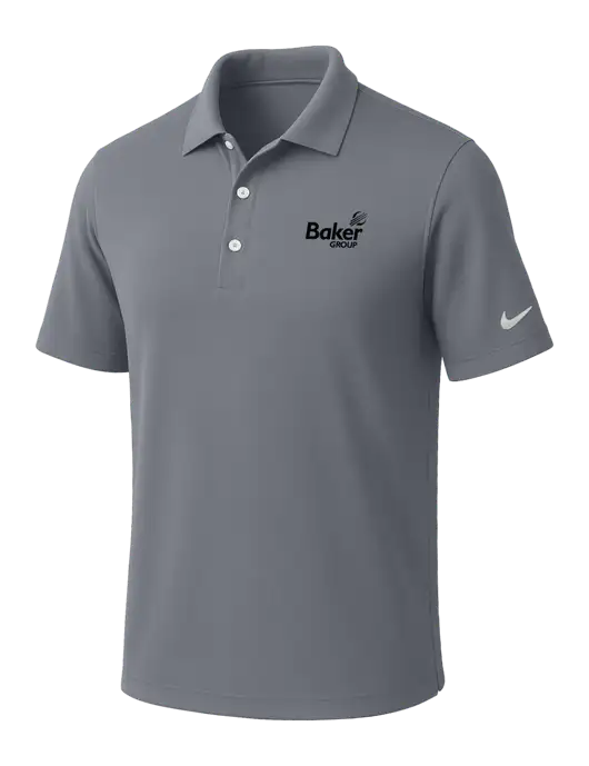NIKE Medium Grey Dri-Fit Micro Pique Polo w/Baker Group Logo