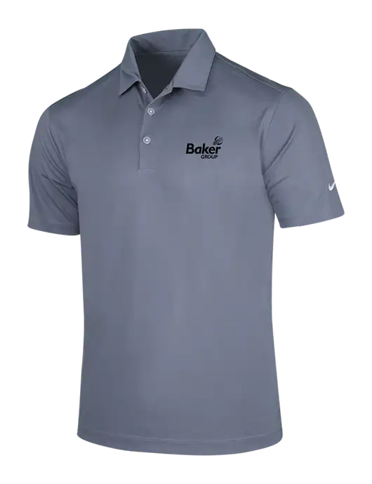 NIKE Medium Grey Dri-Fit Vertical Mesh Polo w/Baker Group Logo