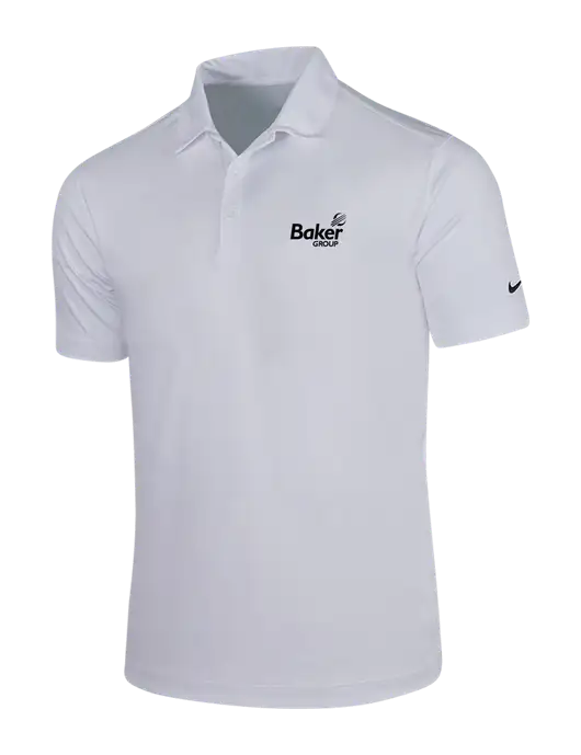 NIKE White Dri-Fit Vertical Mesh Polo w/Baker Group Logo