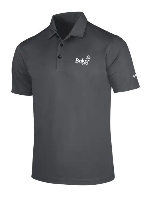 NIKE Dark Grey Dri-Fit Vertical Mesh Polo w/Baker Group Logo