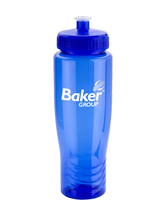 Roam Blue 28 oz Eco-Polyclear Bottle with Push Pull Lid w/Baker Group Logo