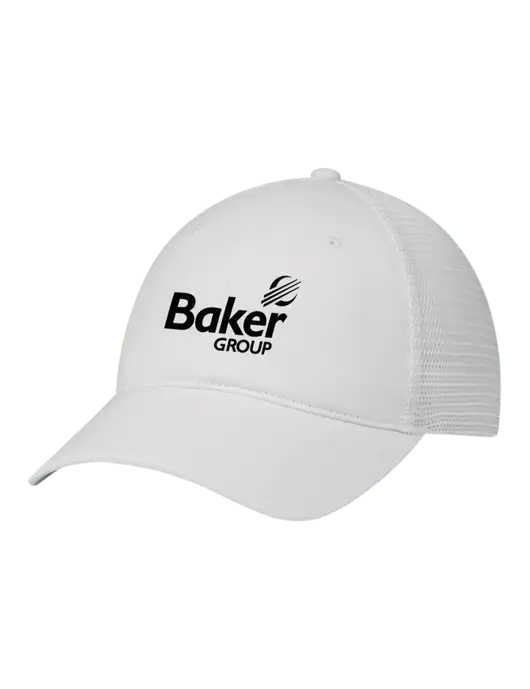 Richardson 111 Garment Washed Trucker Cap White w/White Mesh w/Baker Group Logo