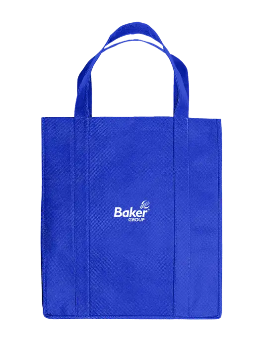 Eco Reusable Jumbo Royal Shopping Bag w/Baker Group Logo