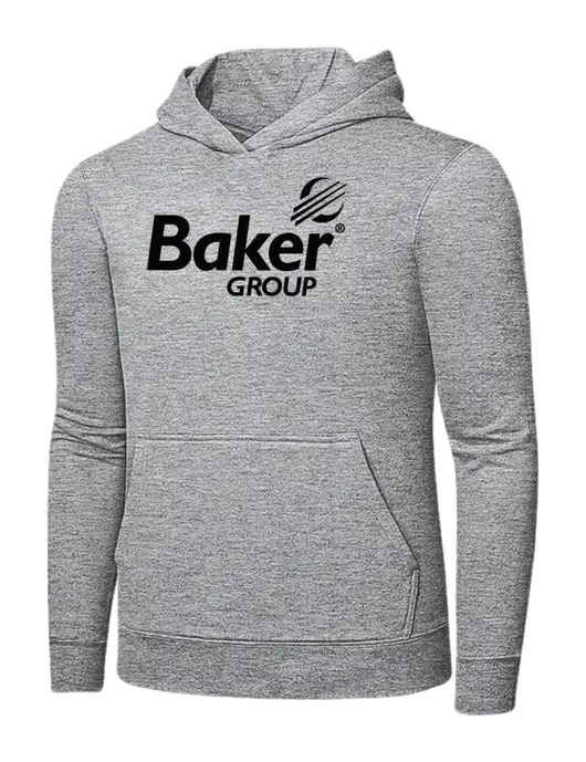 Light Grey Heather 7.8 oz Ring Spun Hooded Sweatshirt w/Baker Group Logo