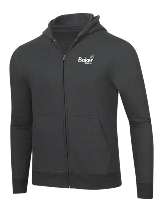 Charcoal 8.5 oz Ring Spun Zip Hooded Sweatshirt w/Baker Group Logo