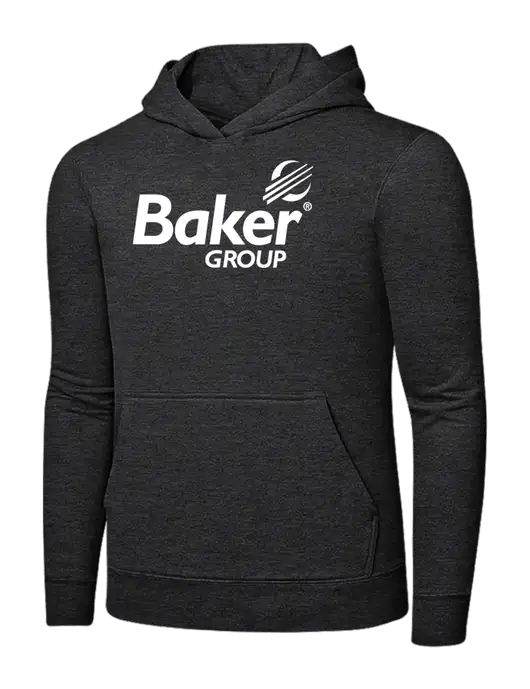 Dark Heather Grey 7.8 oz Ring Spun Hooded Sweatshirt w/Baker Group Logo