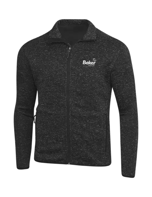 Black Heather Sweater Fleece Jacket w/Baker Group Logo