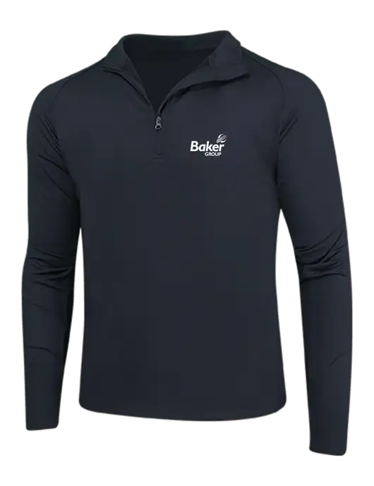 Black Sport Wick Stretch 1/4 Zip Pullover w/Baker Group Logo
