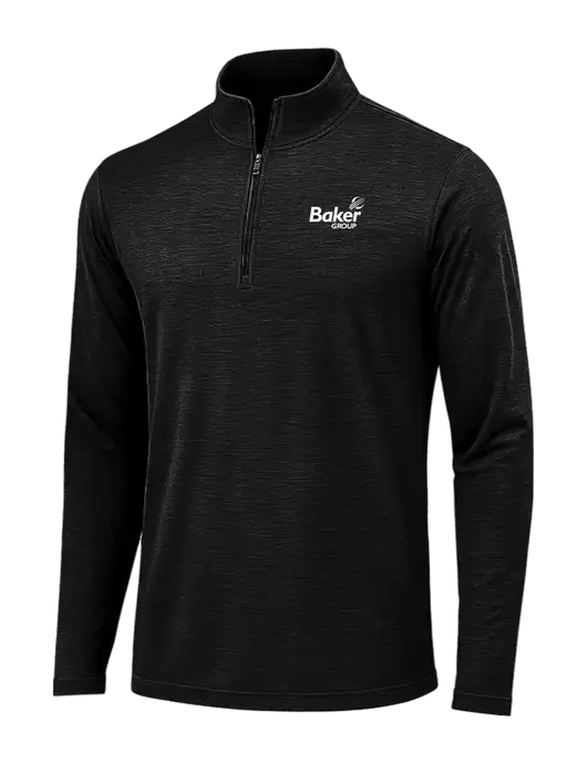 Black Triad Solid Posicharge Tri-Blend Wicking 1/4 Zip Pullover w/Baker Group Logo
