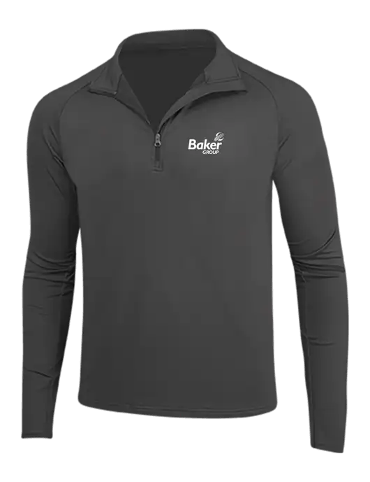Charcoal Grey Sport Wick Stretch 1/4 Zip Pullover w/Baker Group Logo