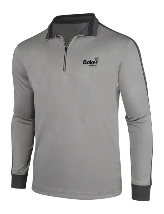 NIKE Athletic Grey/Heather Dark Grey Dry-Fit 1/2 Zip Cover-Up w/Baker Group Logo