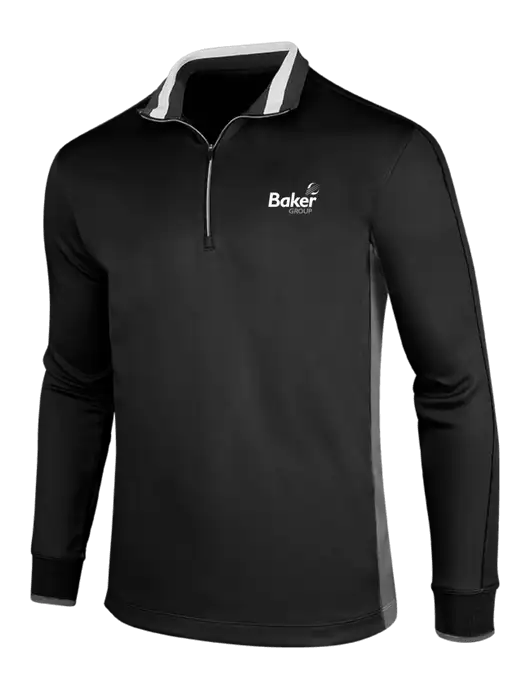 NIKE Black/Dark Grey/White Dry-Fit 1/2 Zip Cover-Up w/Baker Group Logo