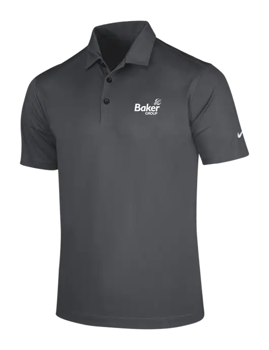 NIKE Dark Grey Dri-Fit Vertical Mesh Polo w/Baker Group Logo