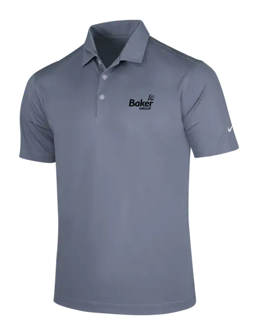 NIKE Medium Grey Dri-Fit Vertical Mesh Polo w/Baker Group Logo