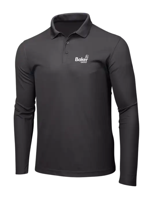 OGIO Charcoal Grey Caliber 2.0 Long Sleeve Polo w/Baker Group Logo