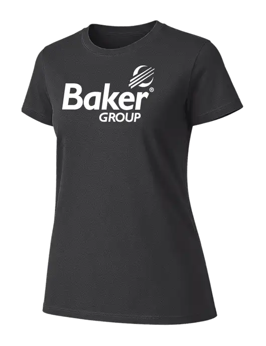 Womens Ring Spun Charcoal 4.5 oz T-Shirt w/Baker Group Logo
