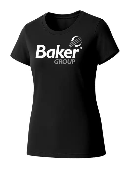 Womens Seriously Soft Black T-Shirt w/Baker Group Logo