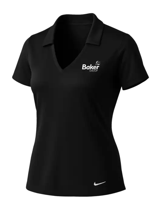 NIKE Black Womens Dri-Fit Vertical Mesh Polo w/Baker Group Logo