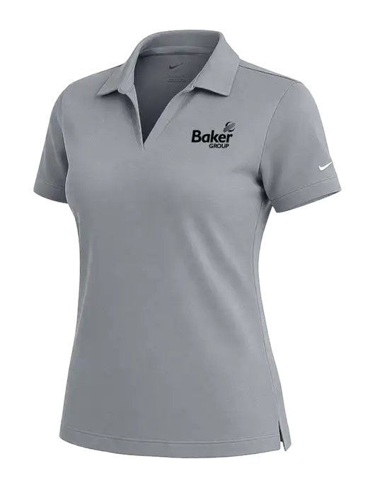 NIKE Medium Grey Womens Dri-Fit Micro Pique Polo w/Baker Group Logo
