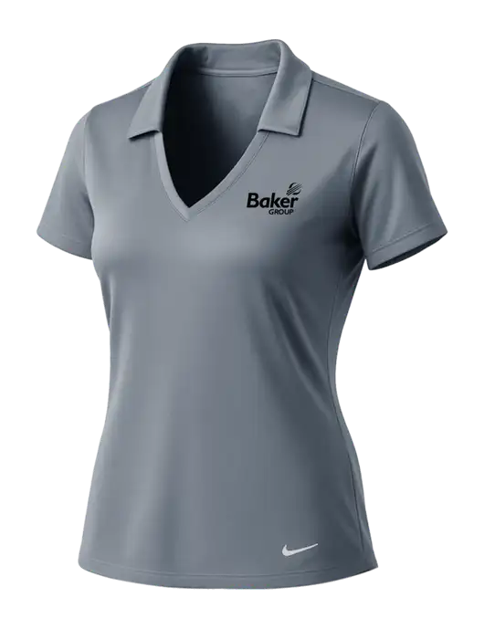 NIKE Medium Grey Womens Dri-Fit Vertical Mesh Polo w/Baker Group Logo