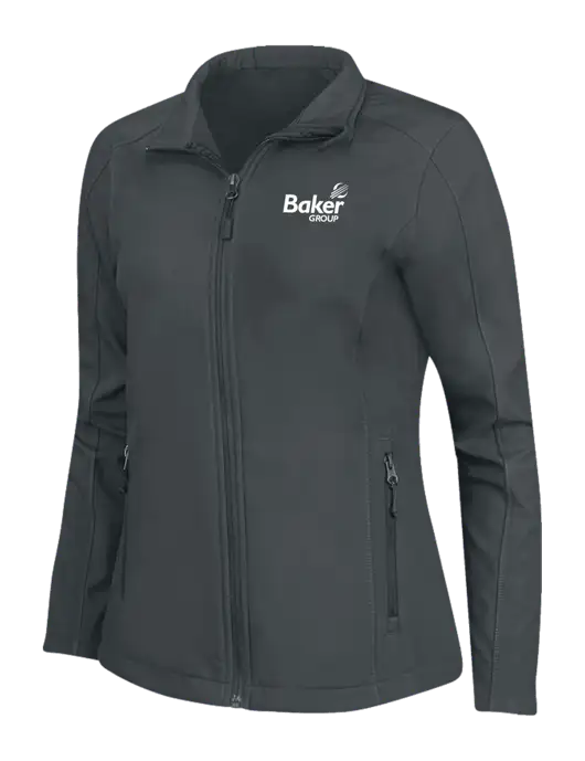 Charcoal Grey Womens Core Soft Shell Jacket w/Baker Group Logo