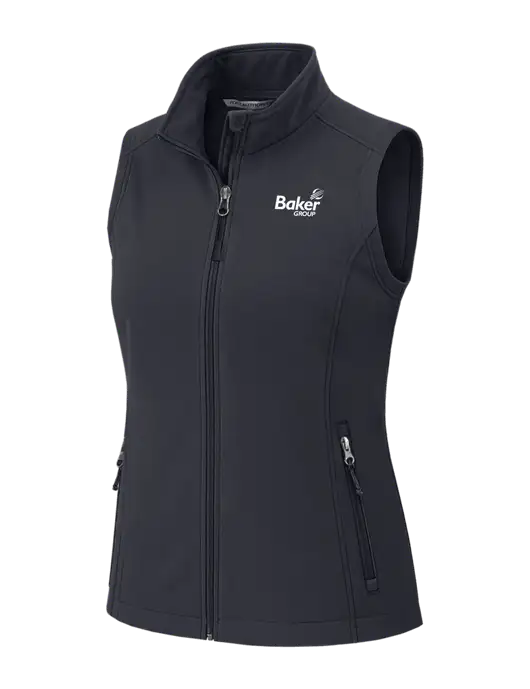 Charcoal Grey Womens Core Soft Shell Vest w/Baker Group Logo