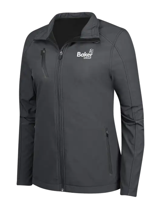 Dark Grey Womens Welded Softshell Jacket w/Baker Group Logo