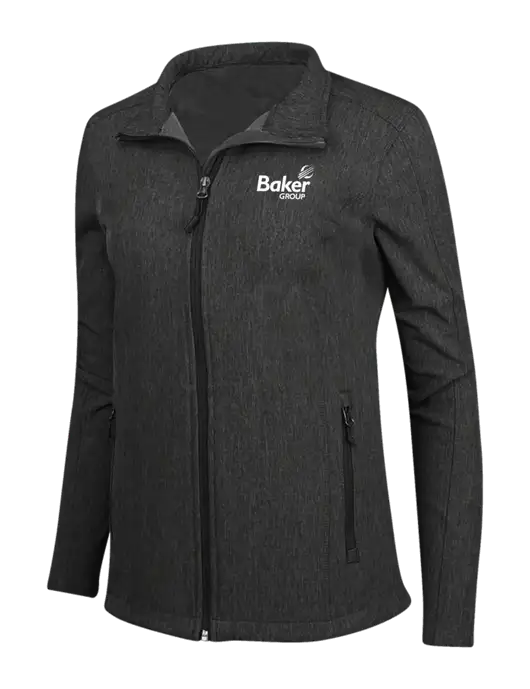 Black Charcoal Heather Womens Core Soft Shell Jacket w/Baker Group Logo