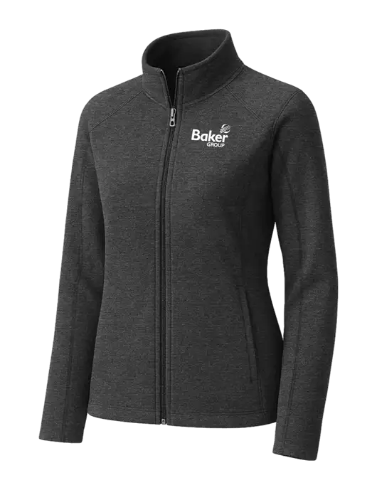 Charcoal Womens Heather Microfleece Full-Zip Jacket w/Baker Group Logo
