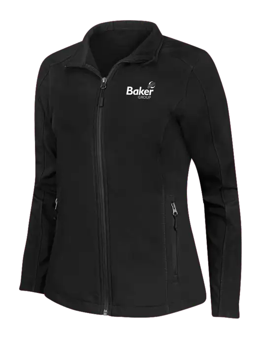 Black Womens Core Soft Shell Jacket w/Baker Group Logo
