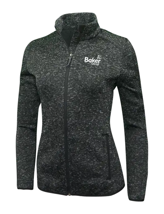 Black Heather Womens Sweater Fleece Jacket w/Baker Group Logo