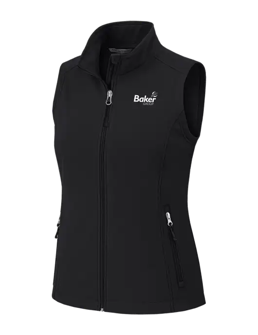 Black Womens Core Soft Shell Vest w/Baker Group Logo