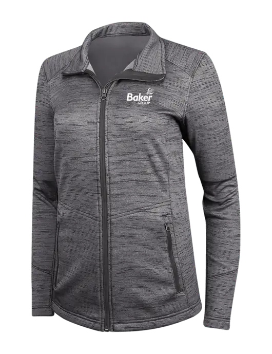 Womens Dark Grey Digi Stripe Fleece Jacket w/Baker Group Logo