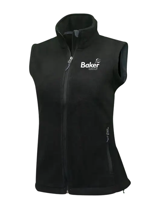 Womens Black Fleece Vest w/Baker Group Logo