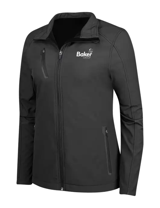 Black Womens Welded Softshell Jacket w/Baker Group Logo