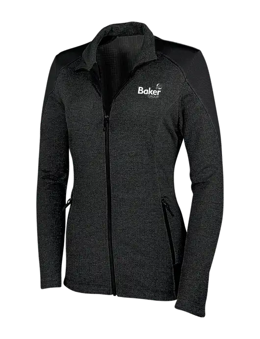 Womens Black Grid Fleece Jacket w/Baker Group Logo