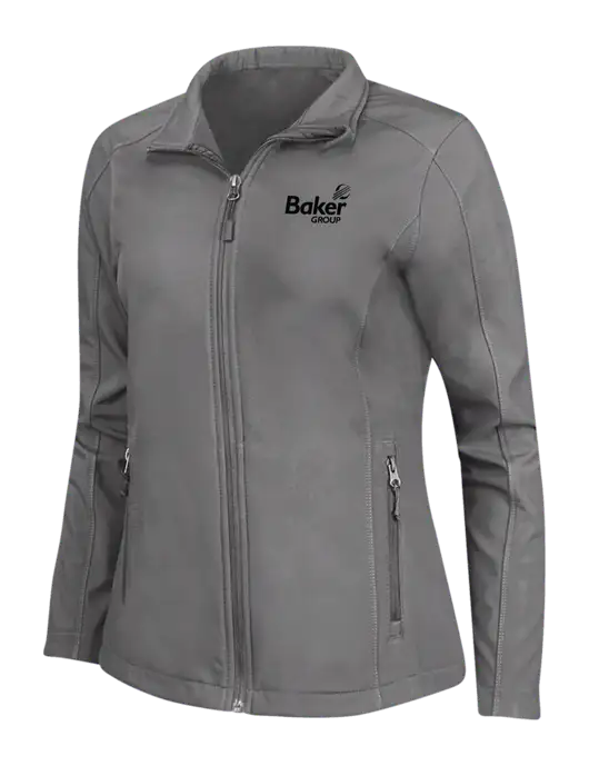Medium Grey Womens Core Soft Shell Jacket w/Baker Group Logo
